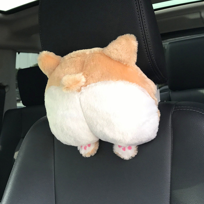 Cute corgi headrest car neck pillow small butt office pillow seat cushion car neck pillow