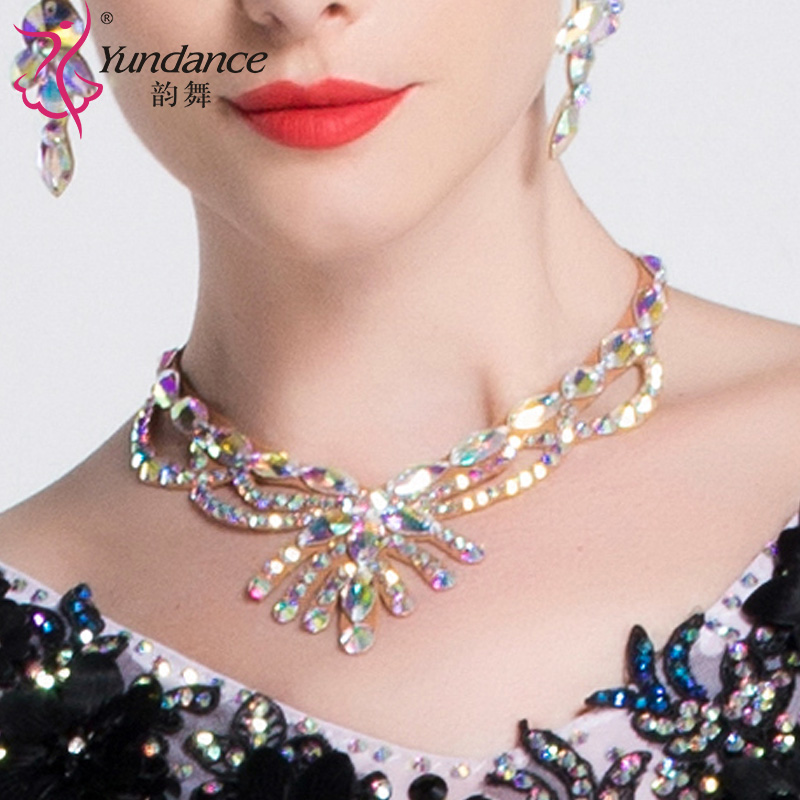 Yundance rhymes Modern dance costume collar neck necklace national standard neck collar diamond-encrusted Latin accessories H-34