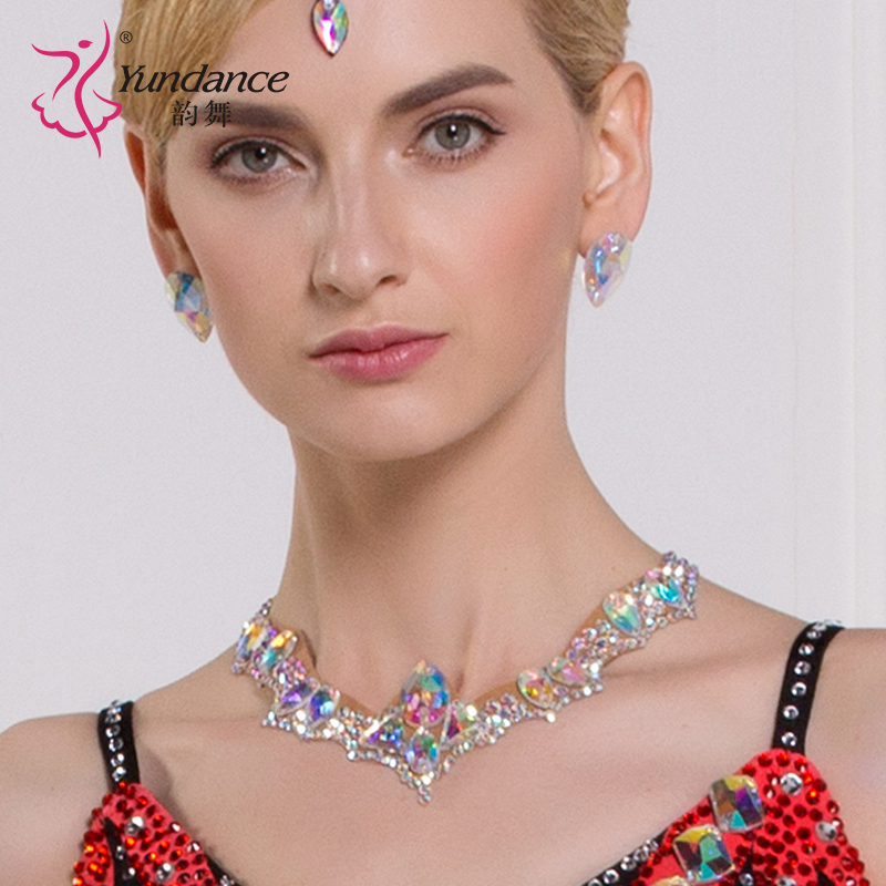 Yundance dance costume Modern collar NATIONAL STANDARD COLLAR Diamond-encrusted Latin accessories H-14