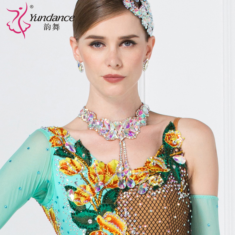 Yundance dance costume Modern neck ornament National standard neck flower diamond Latin neck necklace H-25