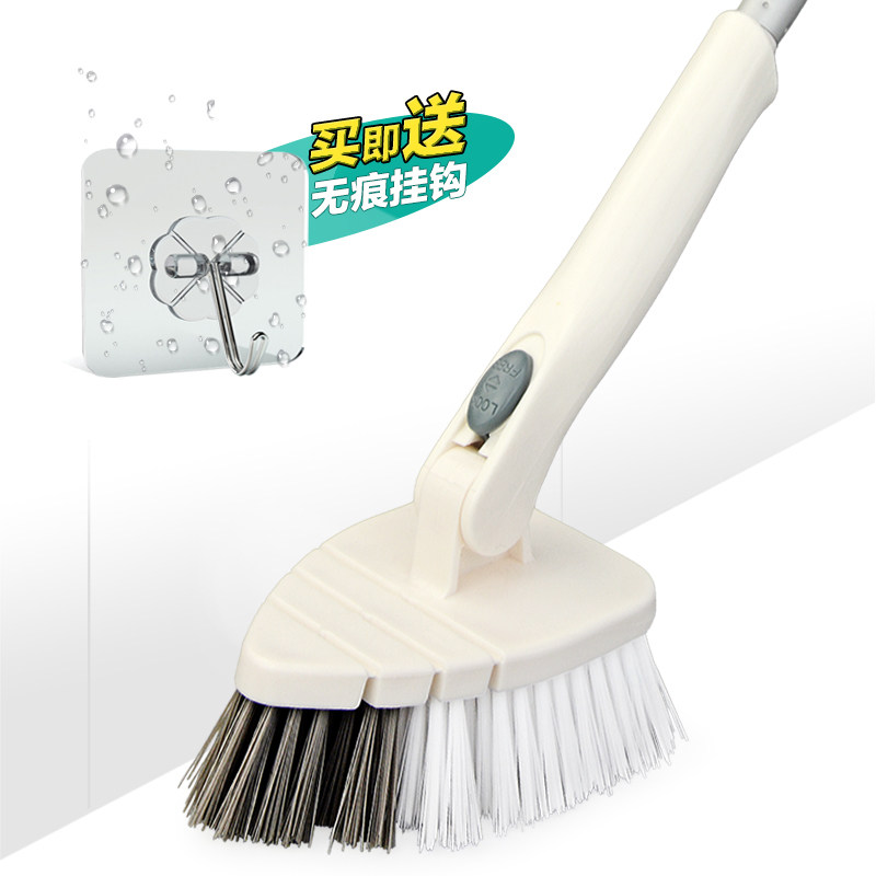 Bathroom floor brush Household powder room tile washing brush Long handle triangular toilet wall gap cleaning brush