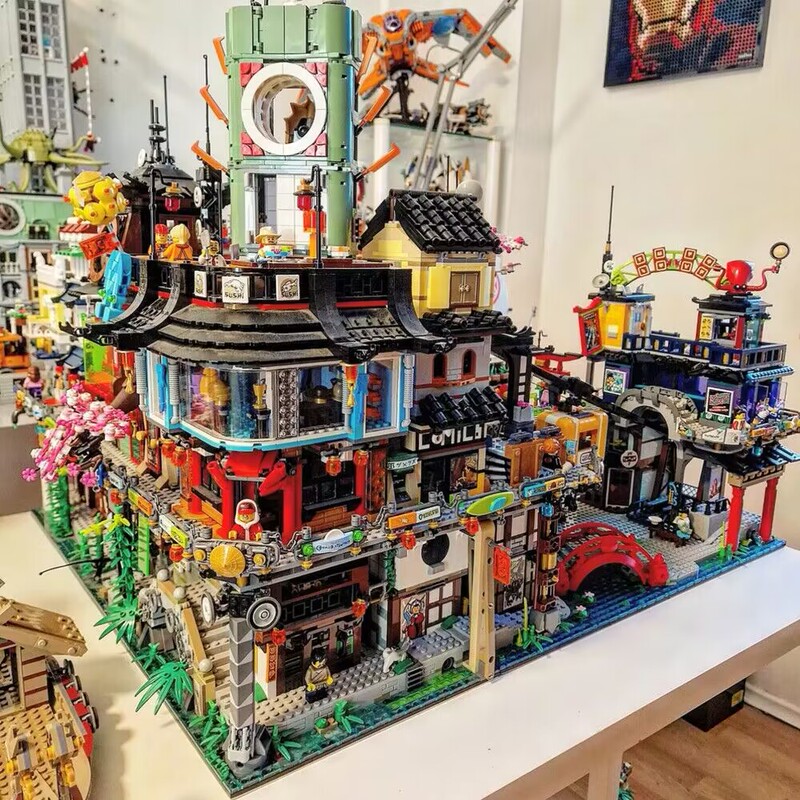 Ninjago Market Garden Ninja City Headquarters Building Ninja Dock Temple High-Difficulty Assembly Building Blocks Toy