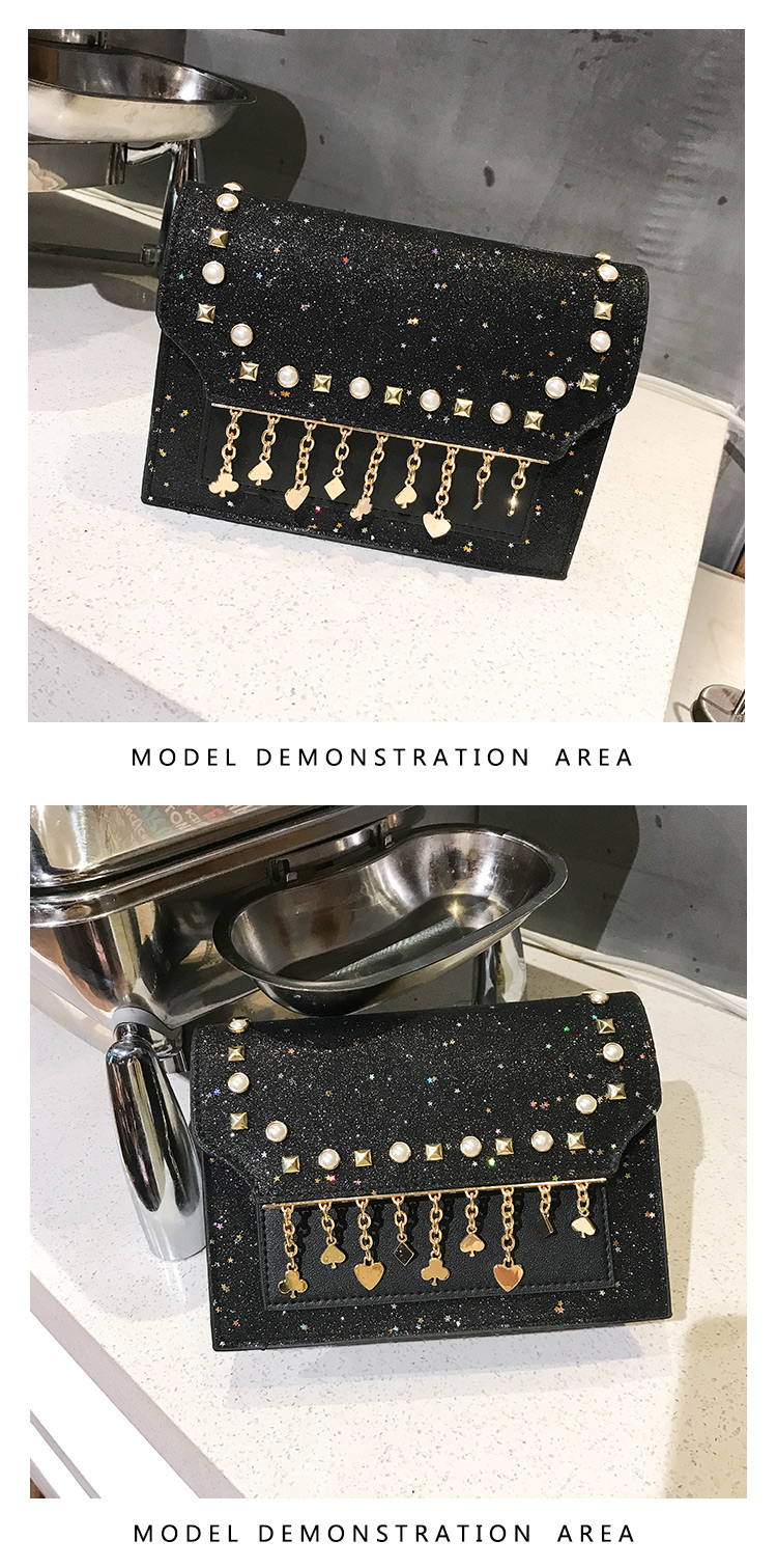 TATA New Fashion Women Shoulder Bag Chain Strap Handbags Clutch Bag Ladies Messenger Bags black one size 14