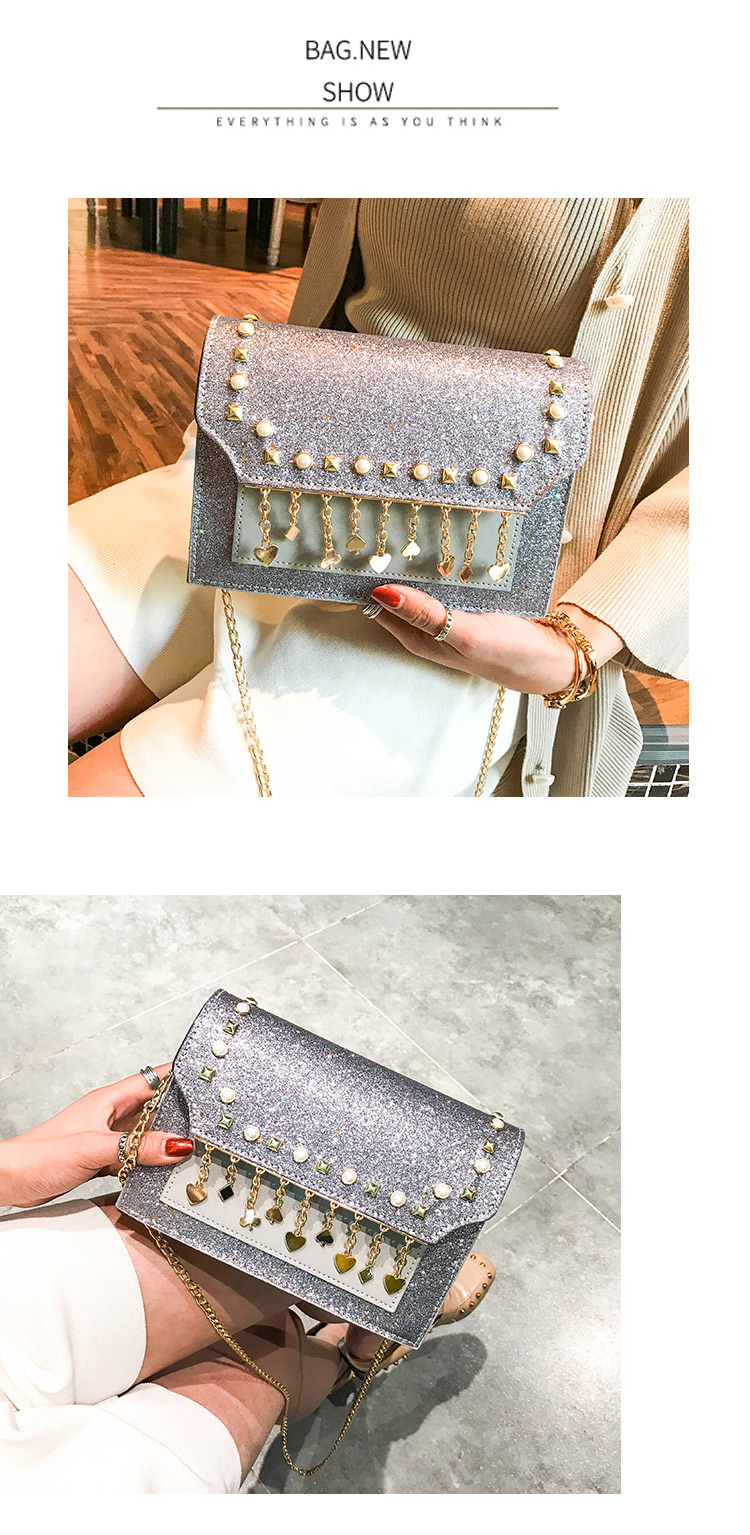TATA New Fashion Women Shoulder Bag Chain Strap Handbags Clutch Bag Ladies Messenger Bags black one size 23