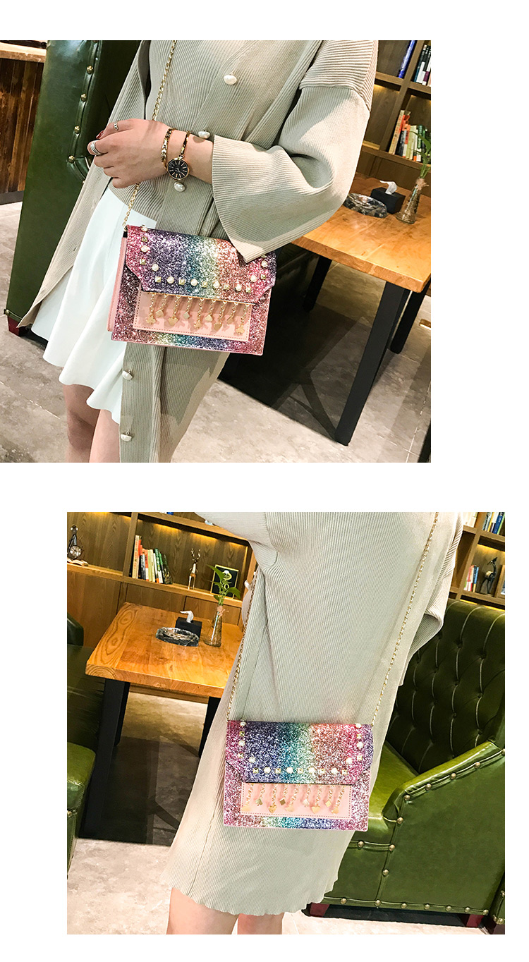 TATA New Fashion Women Shoulder Bag Chain Strap Handbags Clutch Bag Ladies Messenger Bags black one size 22