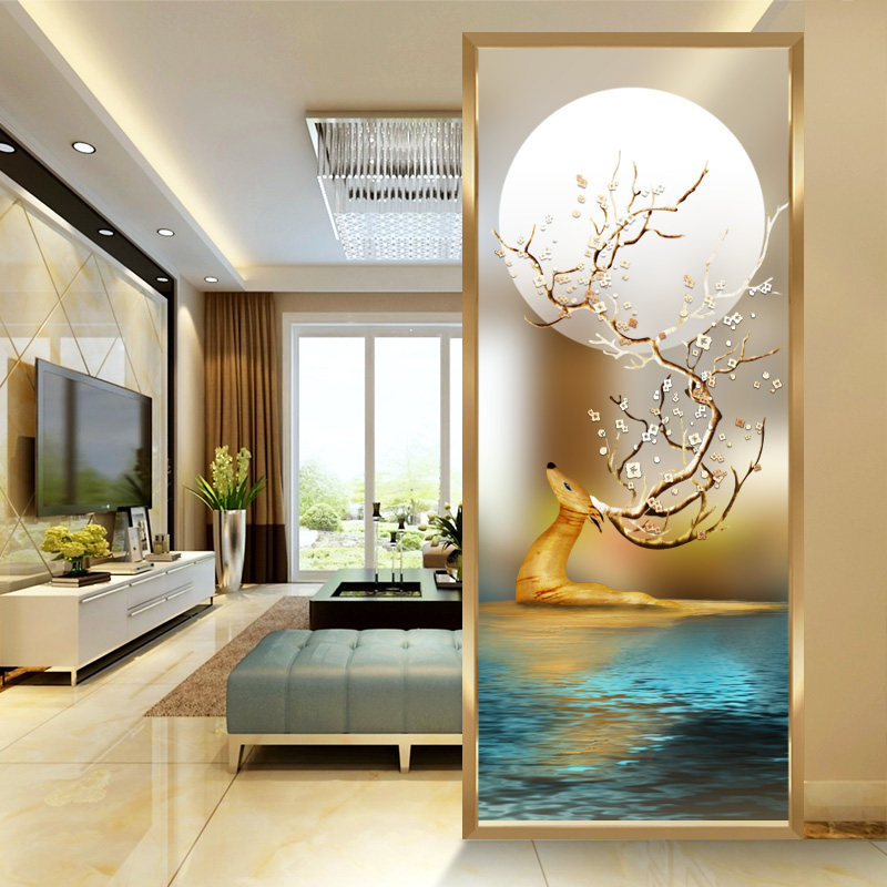 Custom Changhong art glass screen partition wall living room entry to block the porch modern minimalist background wall decoration