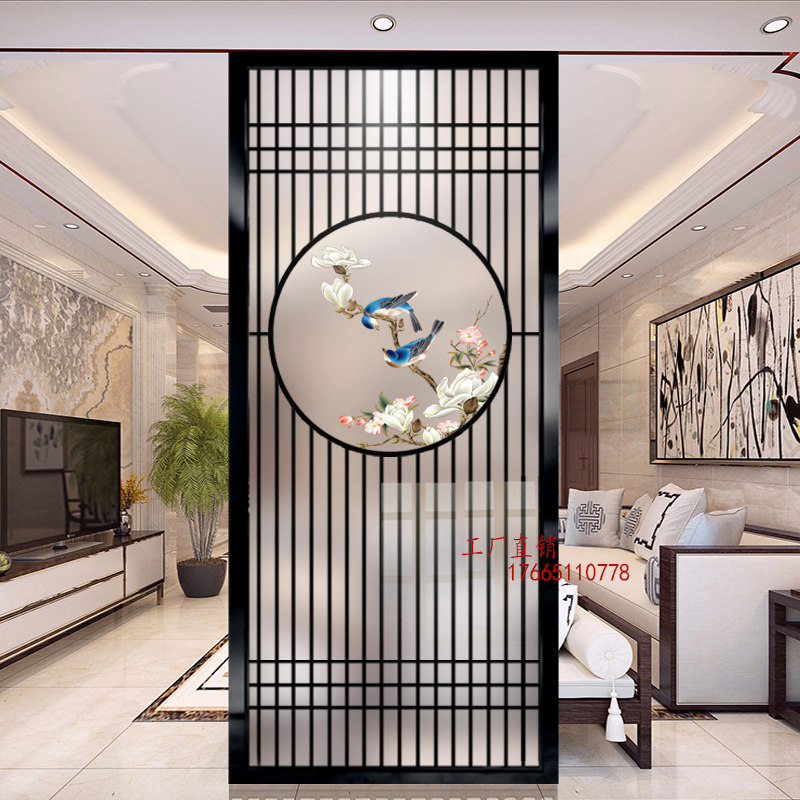 New Chinese entry screen partition wall living room entrance hotel art frosted glass modern minimalist decoration