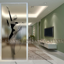 Simple art glass home improvement screen partition entrance shoe cabinet Steel process background double-sided matte dancer abstract