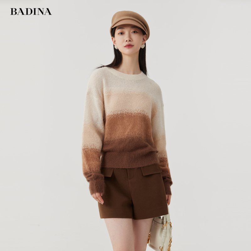 [Same Style as in Shopping Malls] Bartina Sheep Wool Gradient Knit Sweater for Women, New Winter Style, Lazy Style Sweater