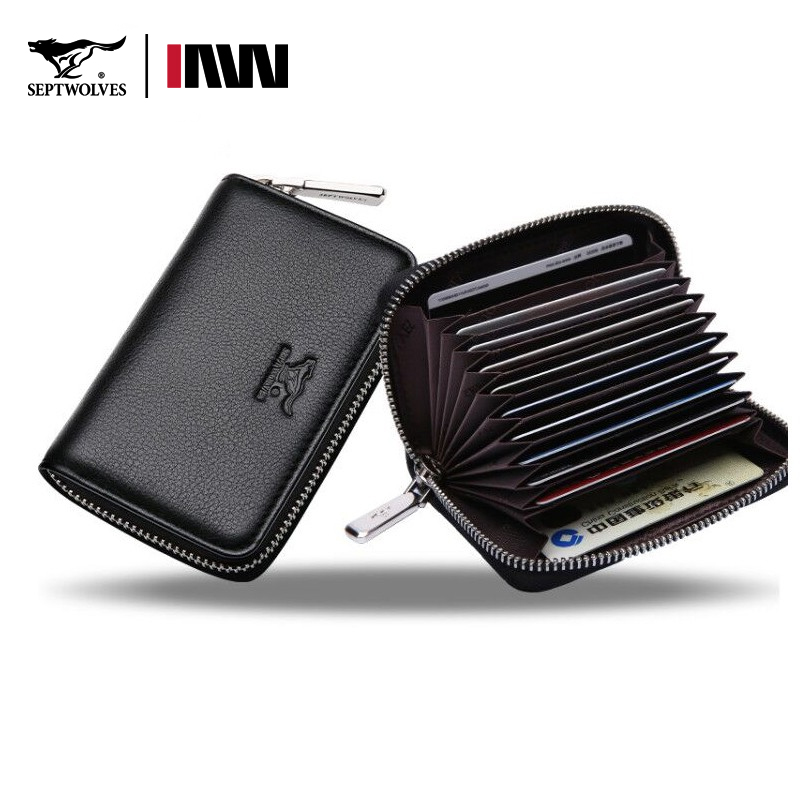 Seven Wolves Carpack Men Genuine Leather Large Capacity Ultra Slim Multifunction Cutting Sleeve Organ Name Sheet Clip Men Documents Bag Clips-Taobao