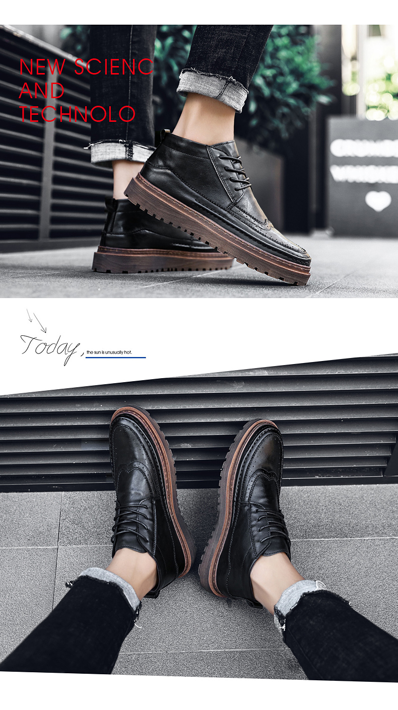 Giày nam cao gót mùa xuân Giày thông thường Giày gió Anh tăng giày Brock Giày thủy thủ stylist Giày nam - Giay cao boots nam cổ cao