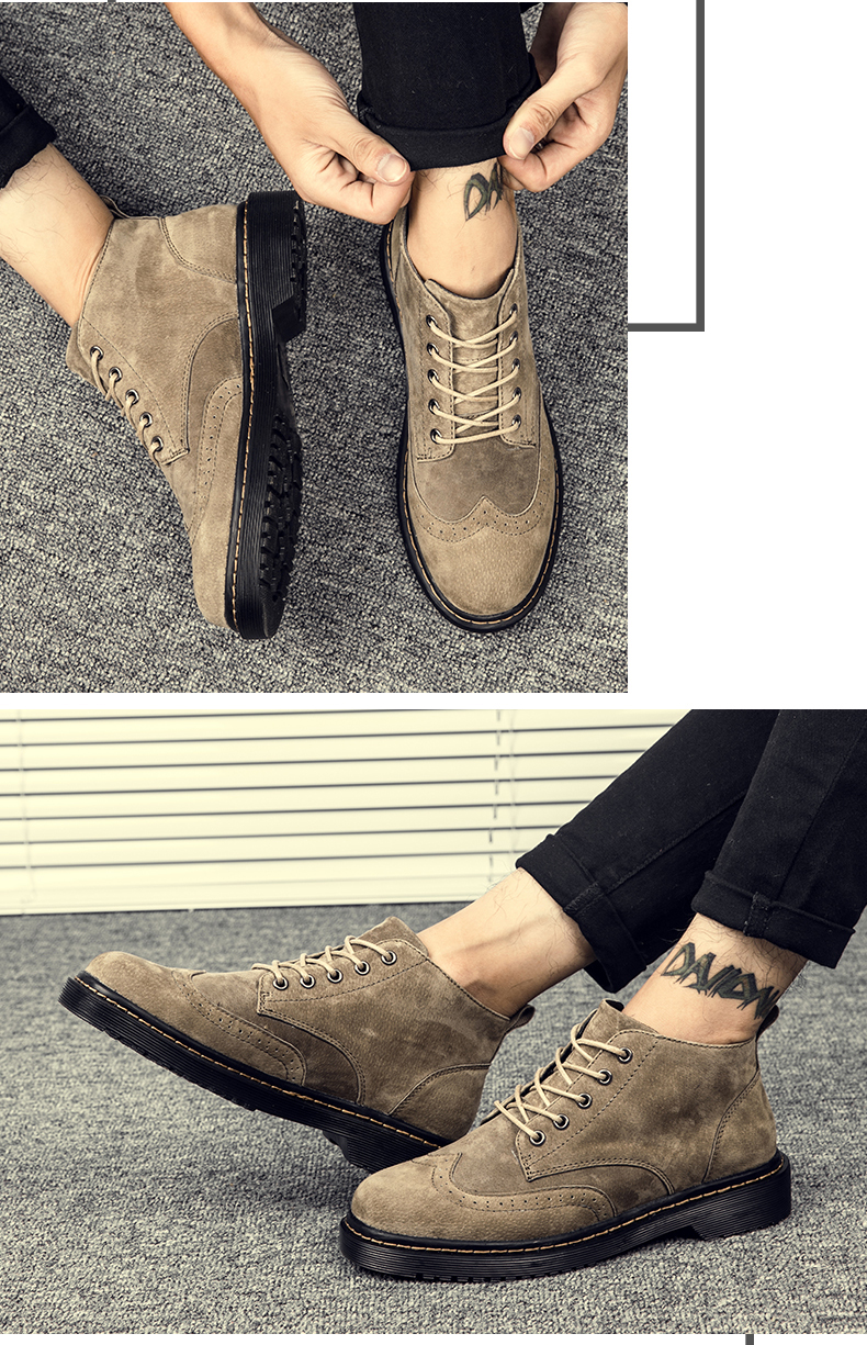 Giày cotton mùa thu và giày mùa đông Giày cao cổ nam Anh Martin Martin Giày cao cổ da đế xuồng Hàn Quốc giầy boot nam