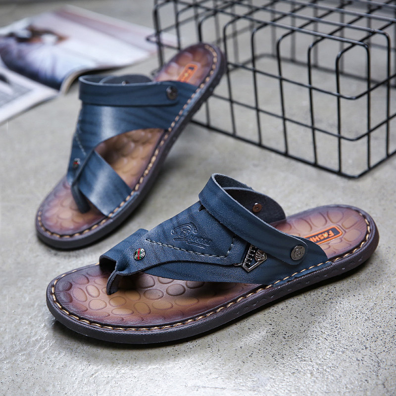 Buckle slippers men's summer sandals Korean version of fashion soft sole outside wear casual word drag dual-purpose tide drag beach sandals