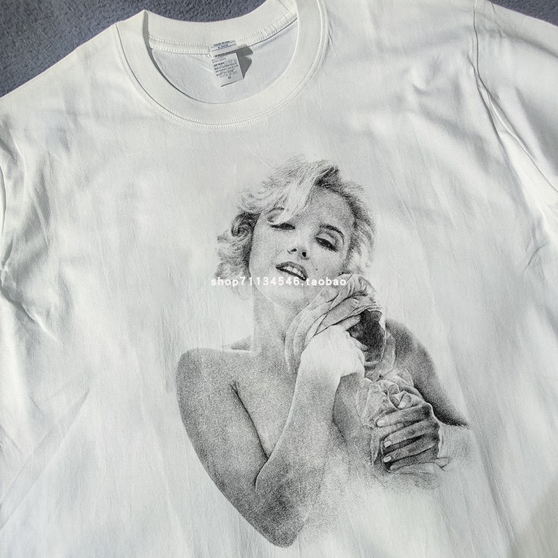 Vintage Sexy Marilyn Monroe Short-Sleeved Portrait Print Tee Marilyn Monroe Men's Short-Sleeved T-Shirt