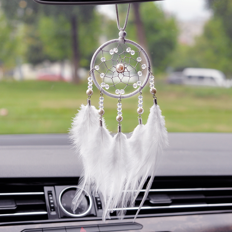 Car hanging ornament ins a deer safe catcher dream net girl heart dream feather creative handmade blessing perfume pendant