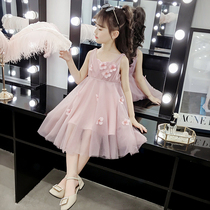 Girls princess skirt Puffy yarn flower skirt girls 2021 summer new Foreign style childrens clothing fairy childrens dress