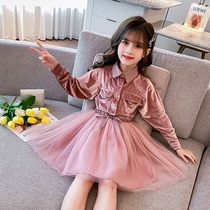 Girls  dresses autumn 2021 new Western style net red childrens clothing fashionable childrens princess dress net yarn skirt autumn trend