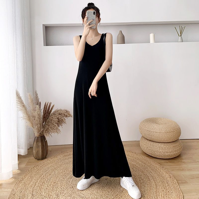 Modal Dress Women's Long New Style Dress White Slip Dress Maternity Black Long Dress Plus Size Tank Top Cotton