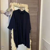 Korean single design simple and versatile stand-up collar three-quarter sleeves loose large shirt dress