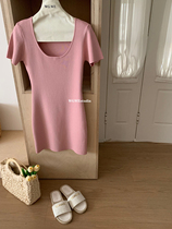 (WGWE) Pure Desire God of War slim short knitted hip-hugging short-sleeved dress 8619# LKZ