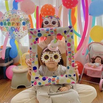 Cute Korean version Childrens birthday Baby photo photo frame Aluminum film Balloon Birthday Party Decoration Scene Arrangement Props