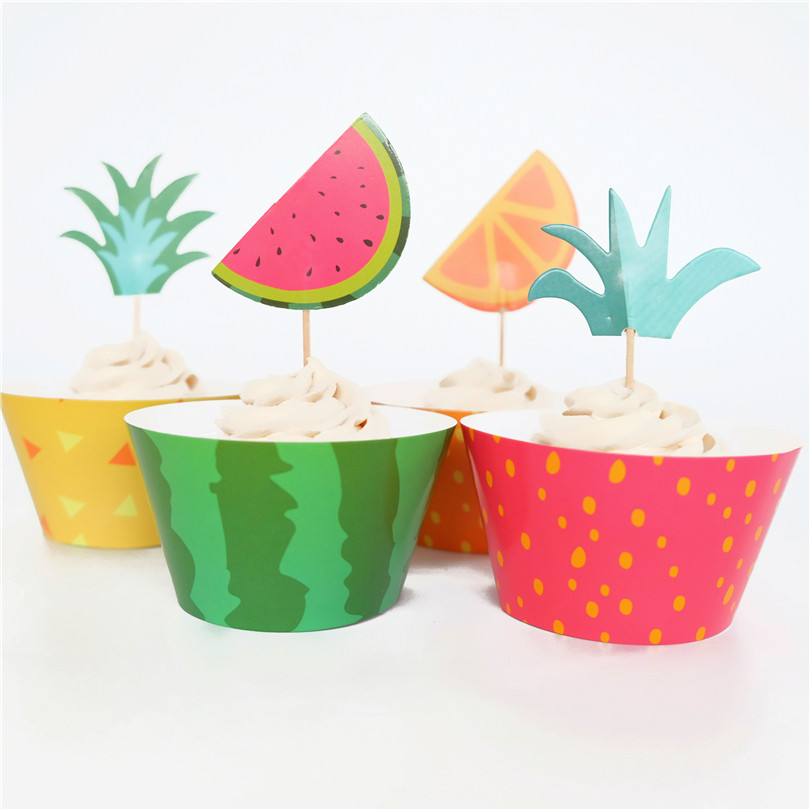 Hawaii Fruit Themed Cake Biking Edge Inserts Baking Packaging Cupcake Cupcakes Children Birthday Party