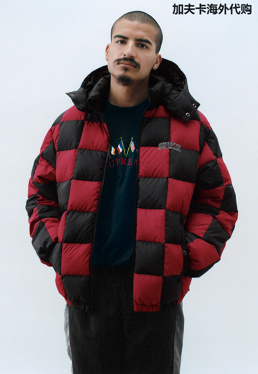 supreme checkerboard puffy jacket