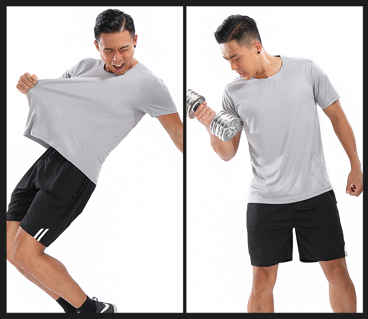Buổi sáng mới chạy thể thao phù hợp với nam giới mùa hè ngắn tay cổ tròn lỏng chạy quần áo tập thể dục quần áo đào tạo quần áo nam phù hợp với bộ thể thao puma