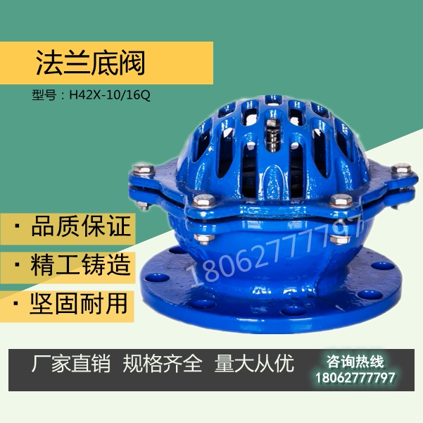 Ductile iron flange bottom valve H42X-10 16 flower basket head water pump bottom valve pumping faucet silencer bottom valve check valve