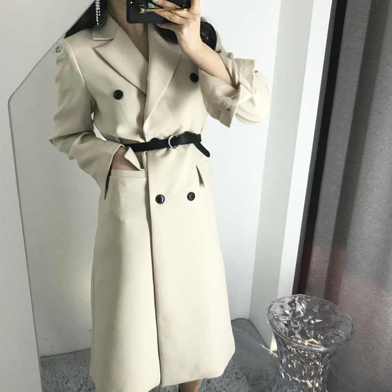 Xuân-Hè 2019 mới thời trang Hàn Quốc nữ thần ren dài phù hợp với áo hai dây dài tay áo khoác nữ thời trang công sở nữ