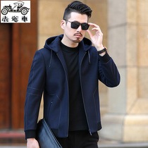 Classic car 2021 woolen jacket men Middle-aged autumn winter woolen jacket hooded business casual dad top