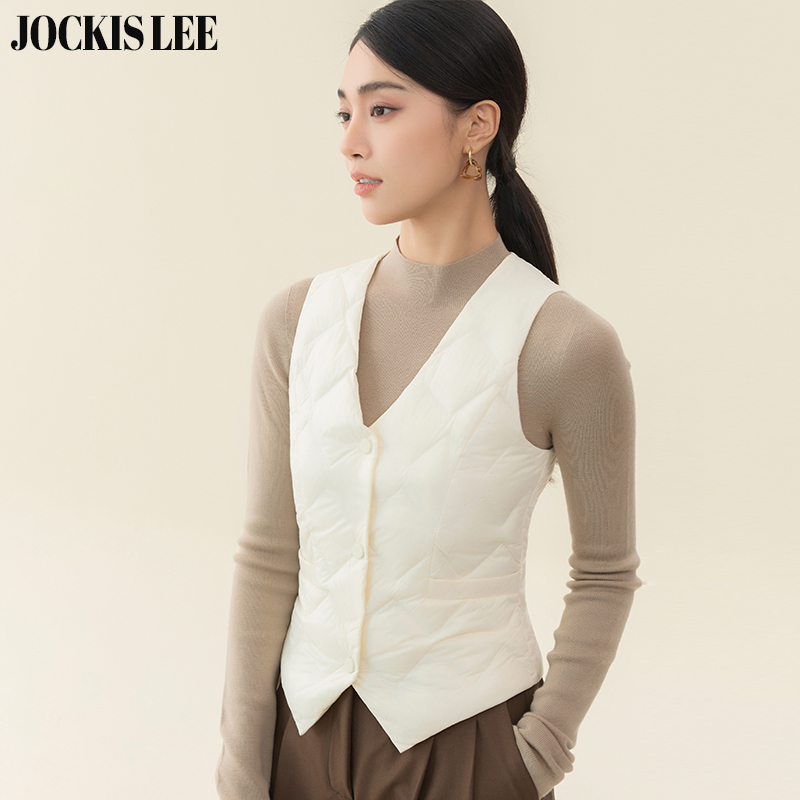 Lightweight down Vest for Women, Short Style, Can Be Worn Inside or Outside, Diamond Pattern, Slim Fit, Warm Vest, Ultra-Low Collar, Invisible