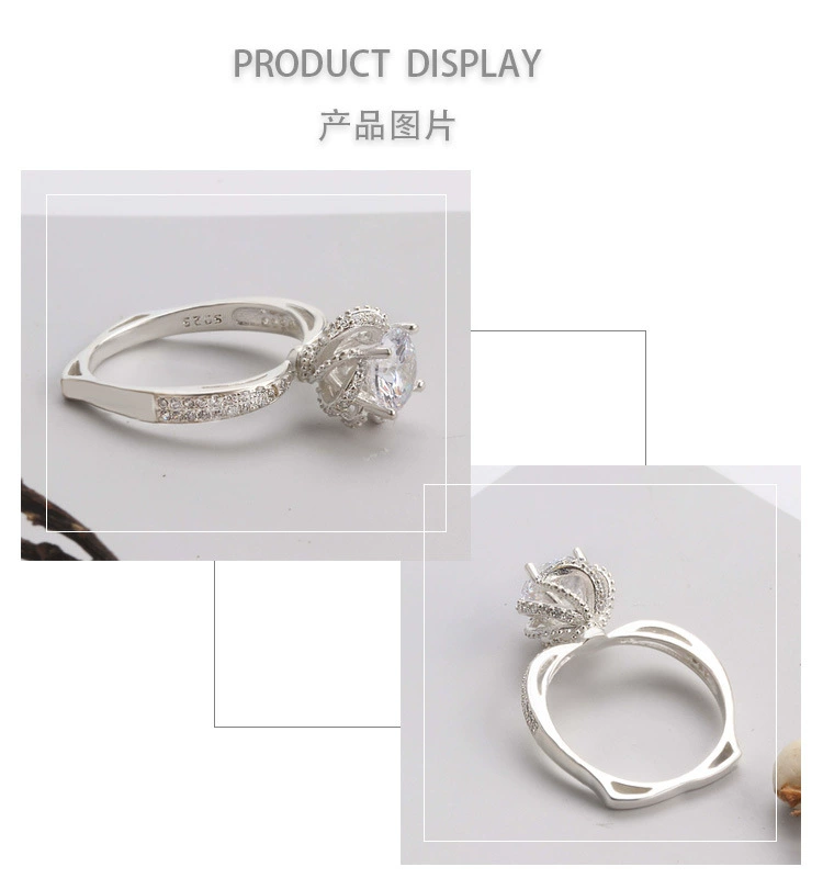 Sterling Silver 925 Hoa hồng mô phỏng Nhẫn kim cương Chúc mừng bên hồ bơi Luxury Platinum Propose Platinum Platinum nhẫn vàng 18k nam