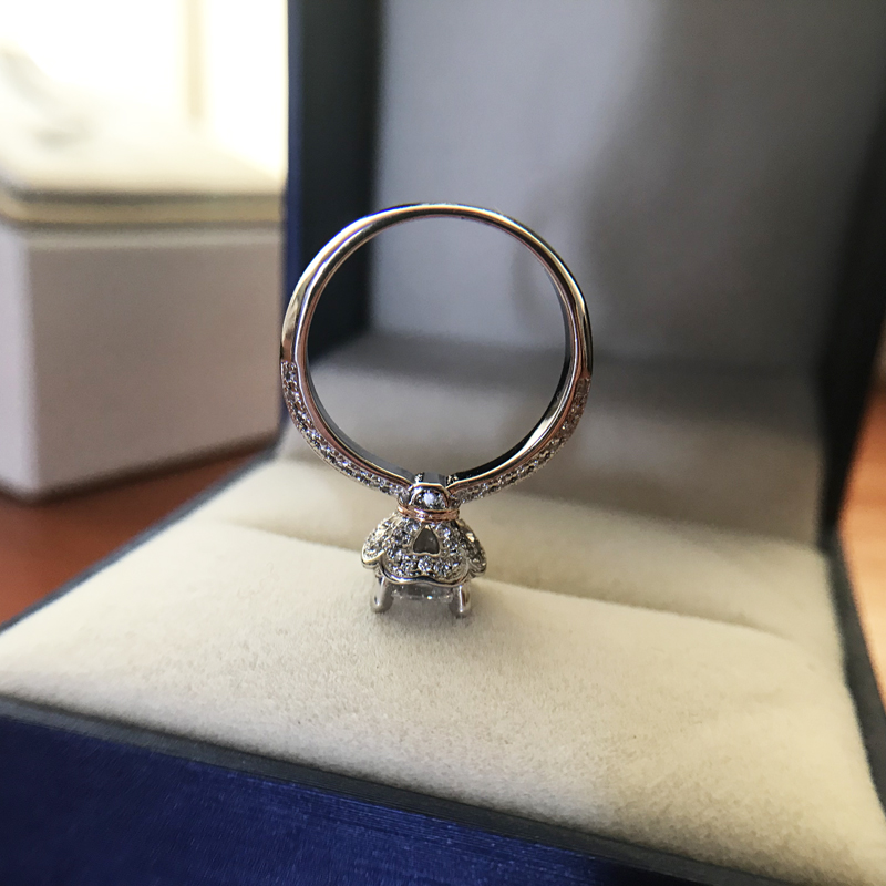 Sterling bạc S925 mô phỏng nhẫn kim cương retro hoa mô phỏng kim cương nhẫn nữ nhẫn vàng hồng ruy băng kim cương nhẫn cưới nhẫn nữ nhẫn kim cương nam pnj