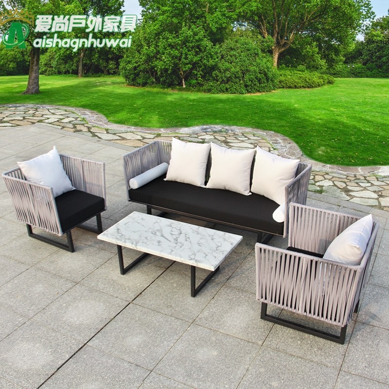 Outdoor Rattan Sofa Patio Terrace Terrace Balcony Trio Casual Living-room Combo Outdoor Rattan Webbing Sofa Furniture