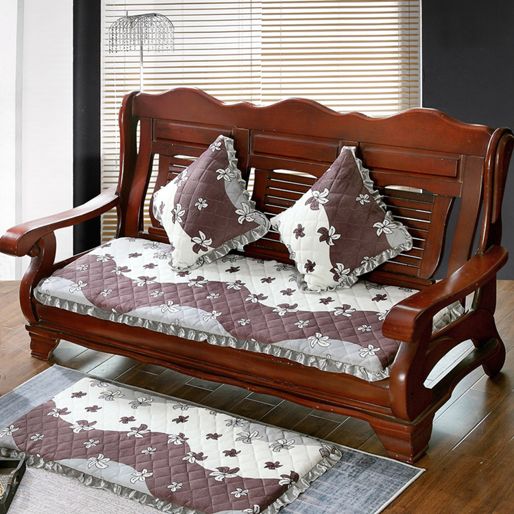 Mùa thu và mùa đông dày sofa đệm gỗ với trở lại ba mảnh đệm một mảnh phổ quát sang trọng chống trượt băng ghế dự bị mẫu đệm ghế sofa gỗ