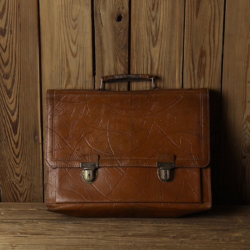 vintage germany old embossed briefcase 40's cowhide file bag