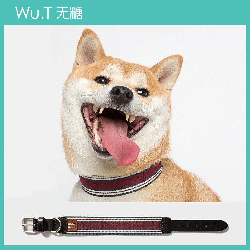 Dog collar WALKaHOLIC aviator pet thickening cowhide import weaving adjustment small and medium dogs