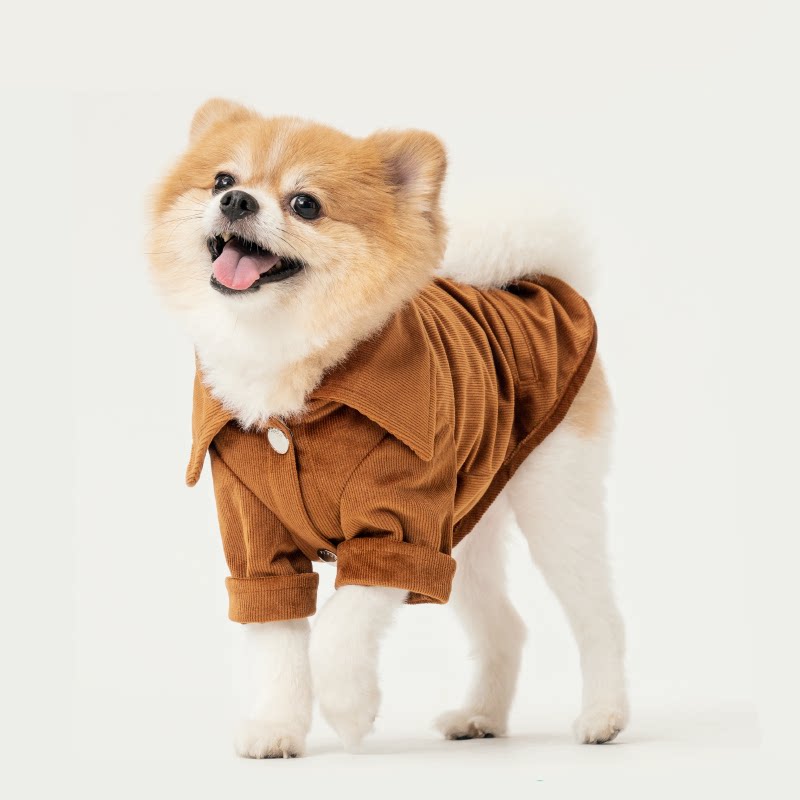 Dog Coat American Pehom Corduroy Autumn and Winter Warm Shirt Small and Medium Size Pet Clothes