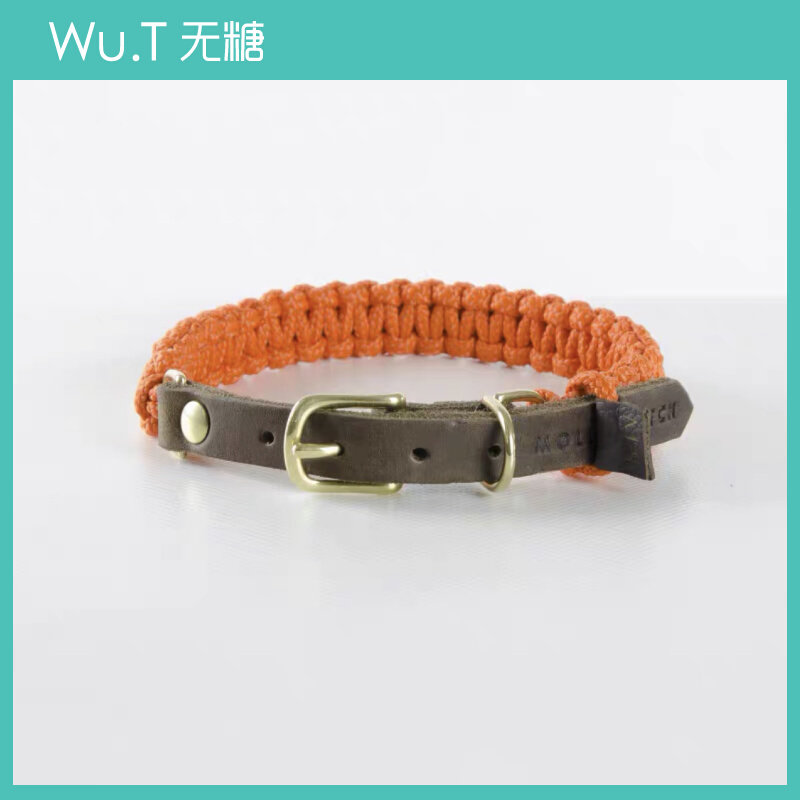 Dog collar Austria Molly Stitch imported waterproof boat rope strong pull leather pet woven collar