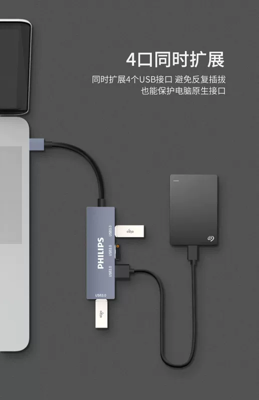 3,0 Philips usb splitter kéo bốn tốc độ usb laptop adaptor kê xốp đa giao diện tiếp hợp tap u đĩa rải đa chức năng trung tâm HUB usp - USB Aaccessories cáp sạc usb