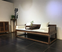 New Chinese Rohan Bed Solid Wooden Single Bed Black Walnut Sofa Chair Zen Paint-free Old Elmro Hanbed Five Pieces