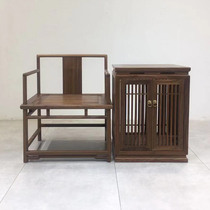 New Chinese solid wood tea table and chair black walnut chair backchair lacquered old elm small straight back chair seat