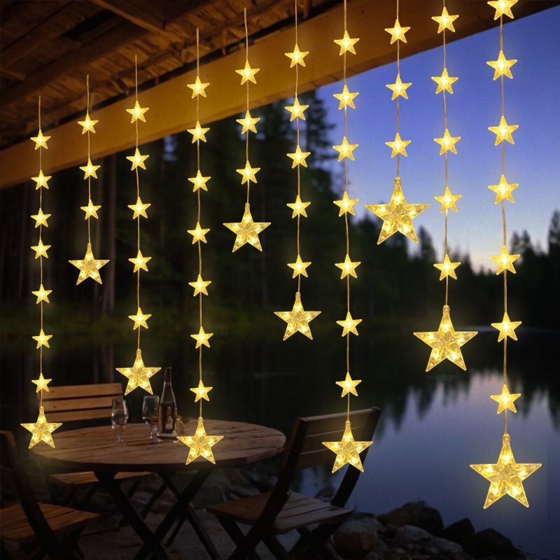 Star Lights Led Curtain Lights Ambient Lights Outdoor Solar Star and Moon Camping Lights Homestay Decoration Trendy Colorful Lights