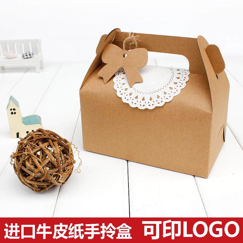 Kraft paper packaging box Hand - carrying jewelry gift box West Point Cake Cooling capacity Dongbaizhuang teeth science