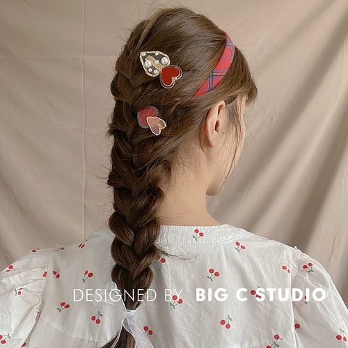 Элегантная красная заколка для волос из жемчуга, универсальный аксессуар для волос