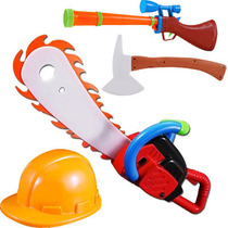 Childrens chainsaw toy tree cutting tool saw logging equipment electric projection gun set 3-year-old toy boy gun