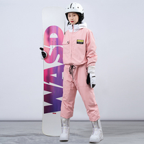 Ski suit womens one-piece ski suit windproof waterproof warm single board double board mens Northeast Snow Country ski equipment