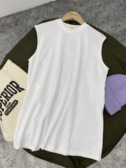 卫衣毛衣漏白边纯棉无袖背心小高领内搭春秋白色中长款叠穿打底女