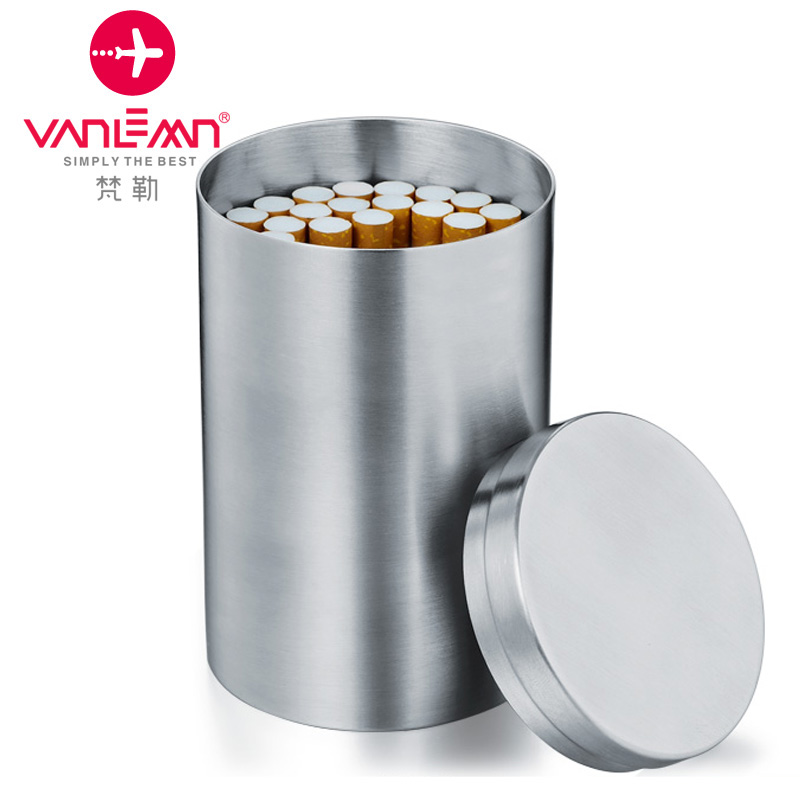 Danish Vanlemn stainless steel car ashtray fashion sealed cigarette case large capacity cigarette case 50 cigarette barrel